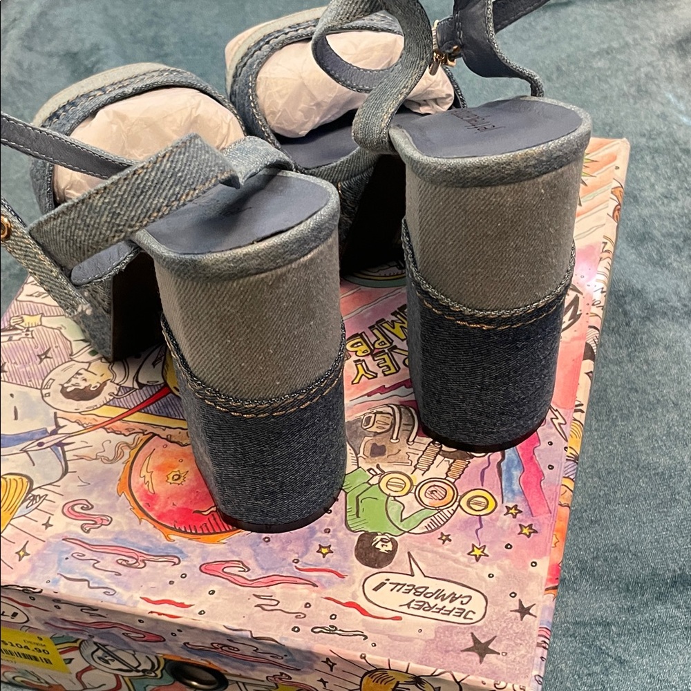 Jeffrey Campbell Girlfriend Blue Denim Platform Heels - Picture 4 of 8